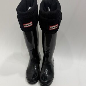 Hunter Boots Original Back Adjust Gloss tall black size Men’s 7 women’s 8. 

.